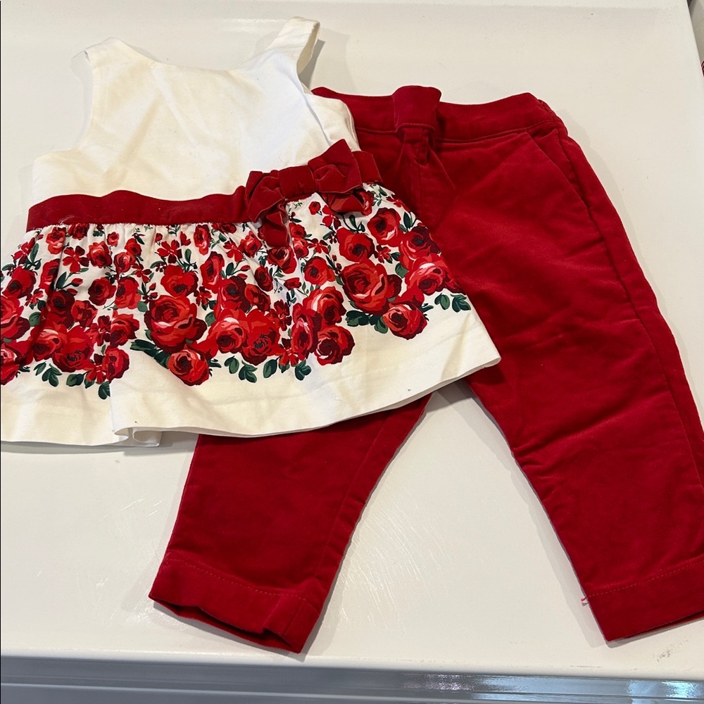 Janie and jack set - red velvet dress pants
